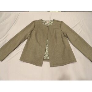 Chicos Size 1 Medium Cardigan Single Button Sweater Olive Green Rayon Blend